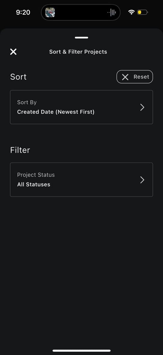 How Do I Navigate the Projects Screen in the Albi Mobile App?